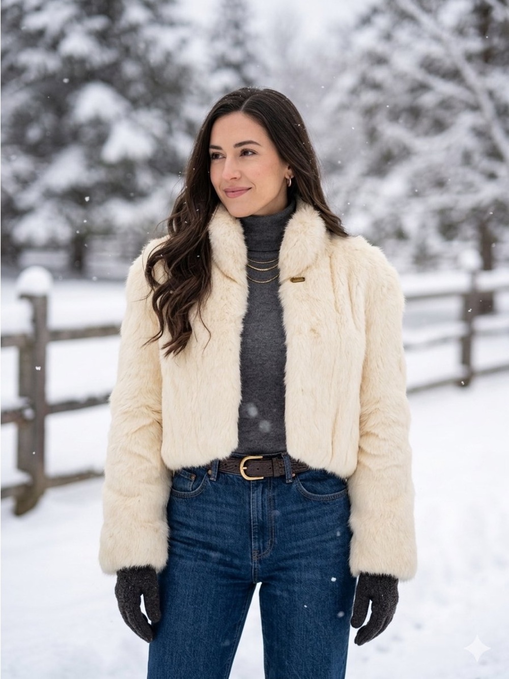 Rabbit Fur Vintage Cropped Jacket in Luxurious Cream